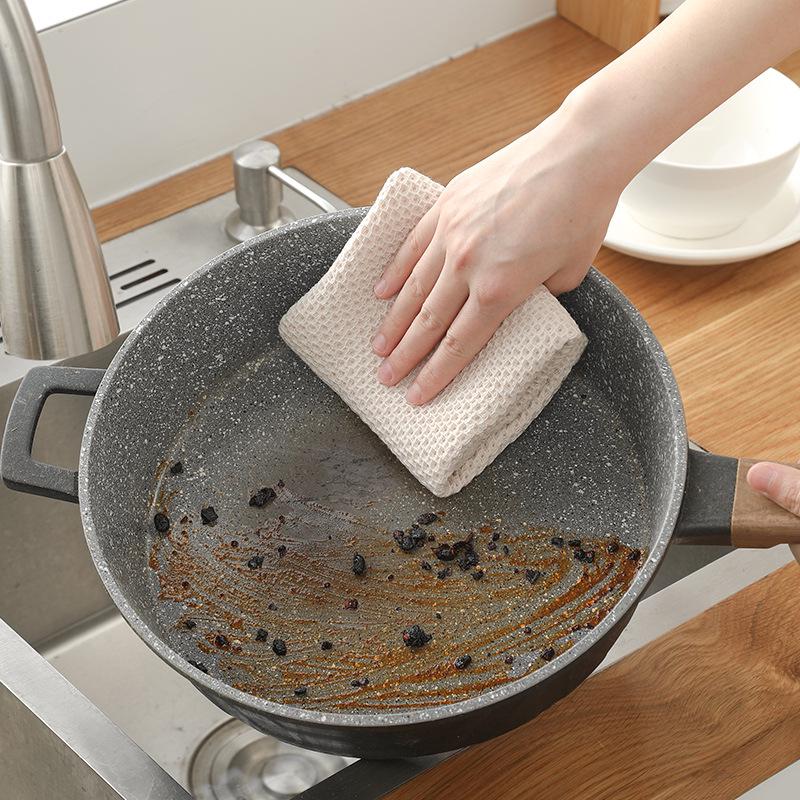 Cotton Honeycomb Absorbent Dishcloth - Non-Stick, Breathable Kitchen Towel for Washing Dishes