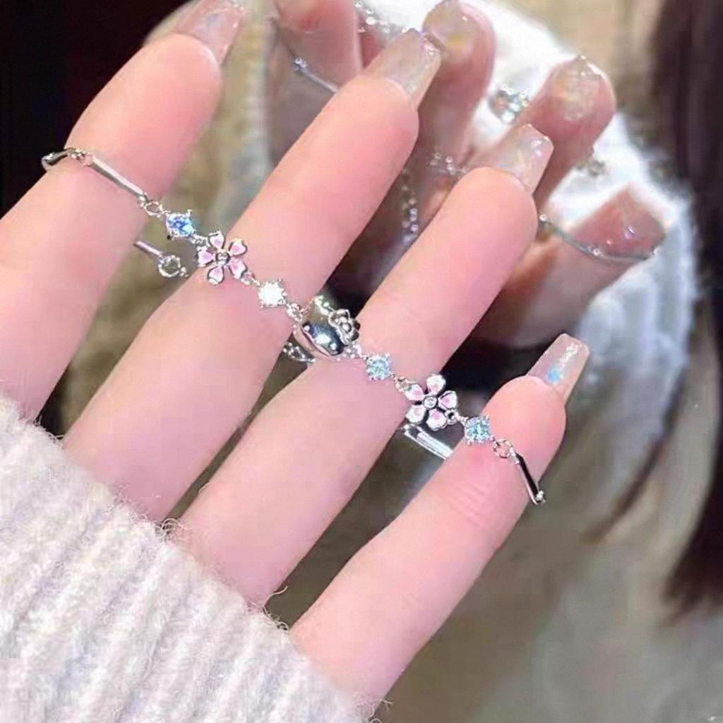 Korean version of cherry blossom kt cat bracelet bracelet simple versatile flower bracelet