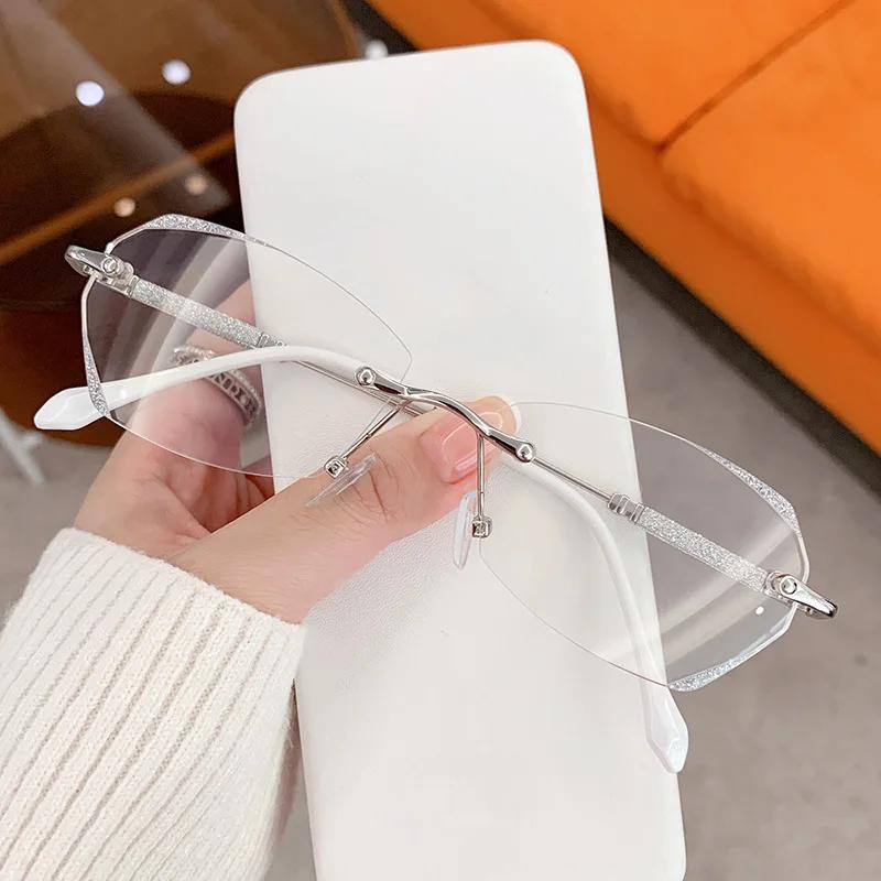 

Retro Rimless Reading Glasses for Women Ladies Luxury Design Fashion Presbyopia Eyewear Vintage New Diamond Far Sight Eyeglasses 1.0