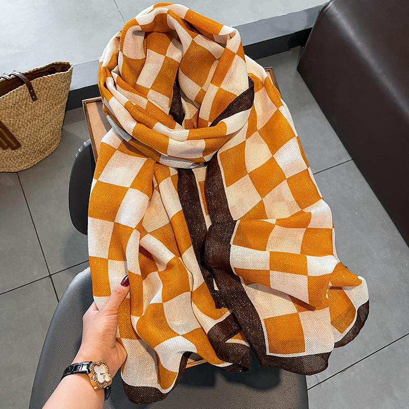 Luxury New Women Cotton Scarf Large Shawls Pashmina Hijab Foulard Echarpe Brand Designer Print Lady Beach Stole Head Scarves