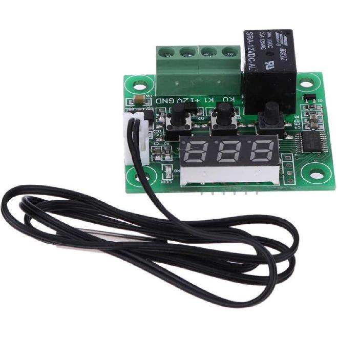 FainWan 2pcs W1209 12V DC Digital Temperature Controller Board Micro Thermostat -50-110°C Electronic Module Switch with 10A One-Channel Relay and