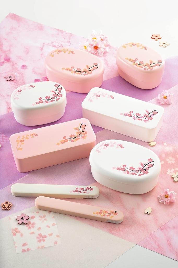 Tatsumiya SAKURA Slim Lunch 30402 Single-Tier Box, White, Size Approx. W19.3 D8.2 H5.3