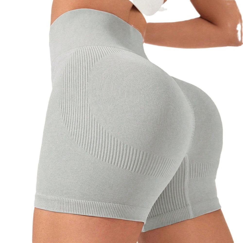 Threaded Yoga Shorts For Women, High Waist, Hip Lifting, Breathable Fitness Pants, Sports Running, Peach Hip Shorts For Women