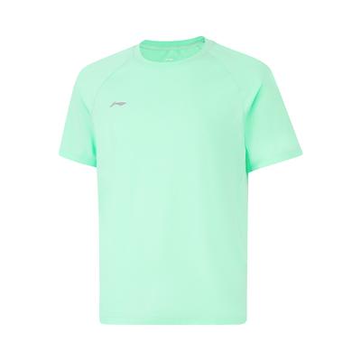 Li Ning Seria Lifestyle Sportowy Jednolity Kolor Oddychający Wszechstronny Casualowy T-Shirt z Krótkim Rękawem Męski T-Shirty Błękitno-Zielony ATSV437-3