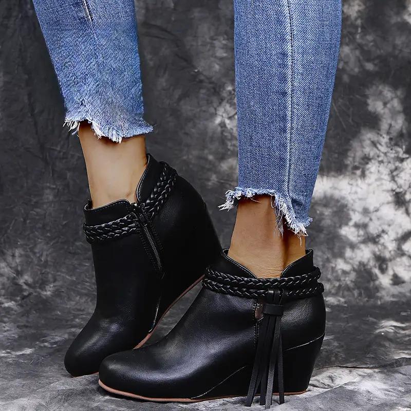 Plus Size Braided Fringe Women's Fashion Flats