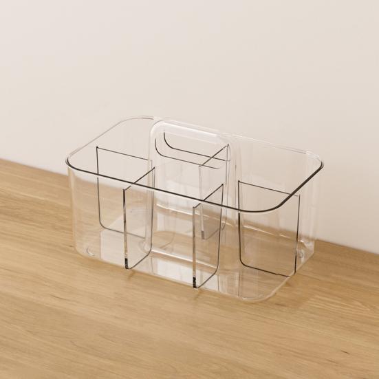 Storage Box Stackable Desk Organizer with Handle Large Capacity 5 Compartments Stationery Makeup Storage Holder