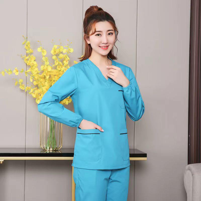 

Женский хирургический костюм с длинным рукавом - Хлопковая униформа медсестры для медицинского персонала Large (L)