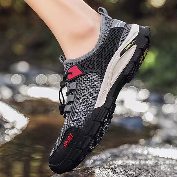 National Trendy Style Men's Shoes Spring Breathable New Mesh Shoes Hollowed Toe Box Soft Bottom Outdoor Hiking Wading Shoes