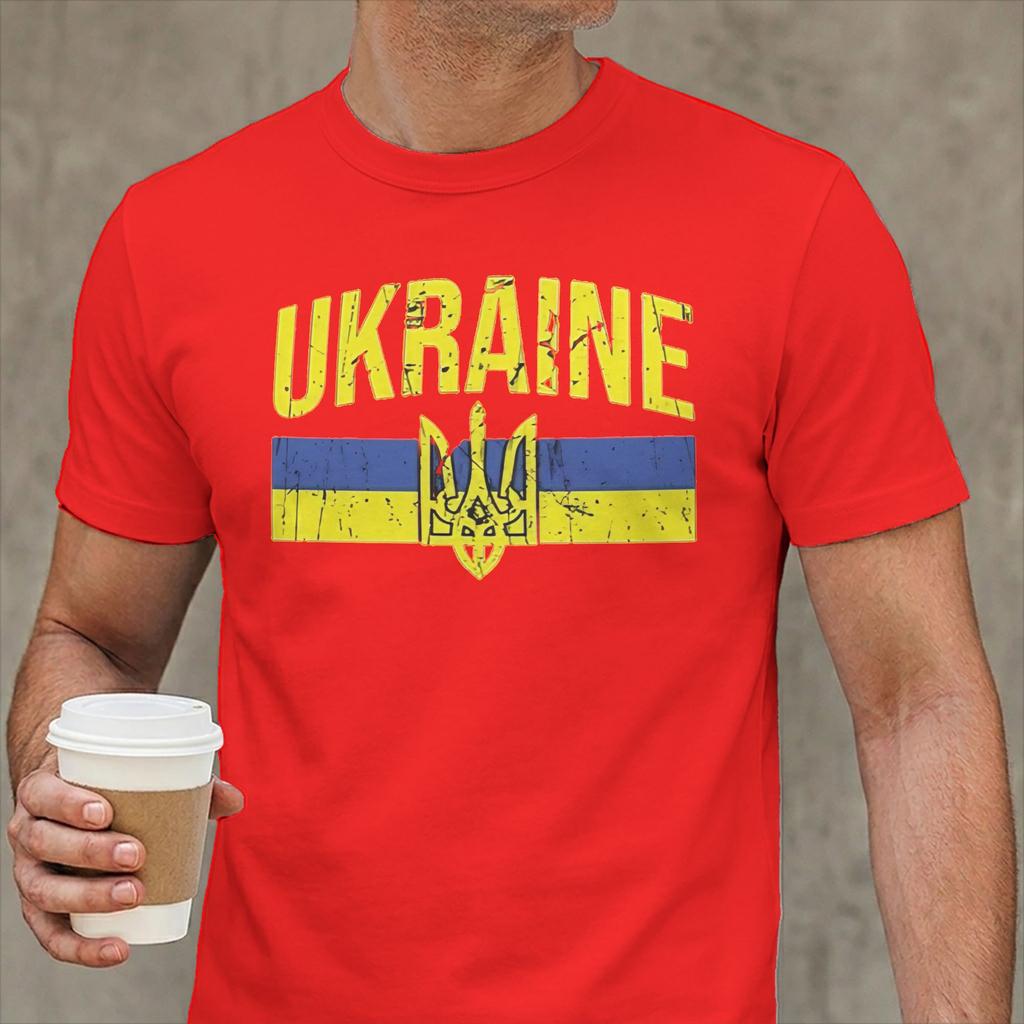 Ukraine Symbol Unisex T Shirt Ukrainian Trident Novelty Tee Shirt Short Sleeve Round Collar Tshirts Cotton Gift Idea Clothes