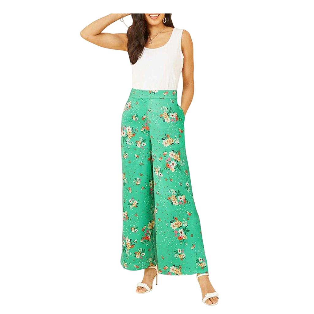 Yumi Womens/Ladies Satin Floral Wide Leg Trousers