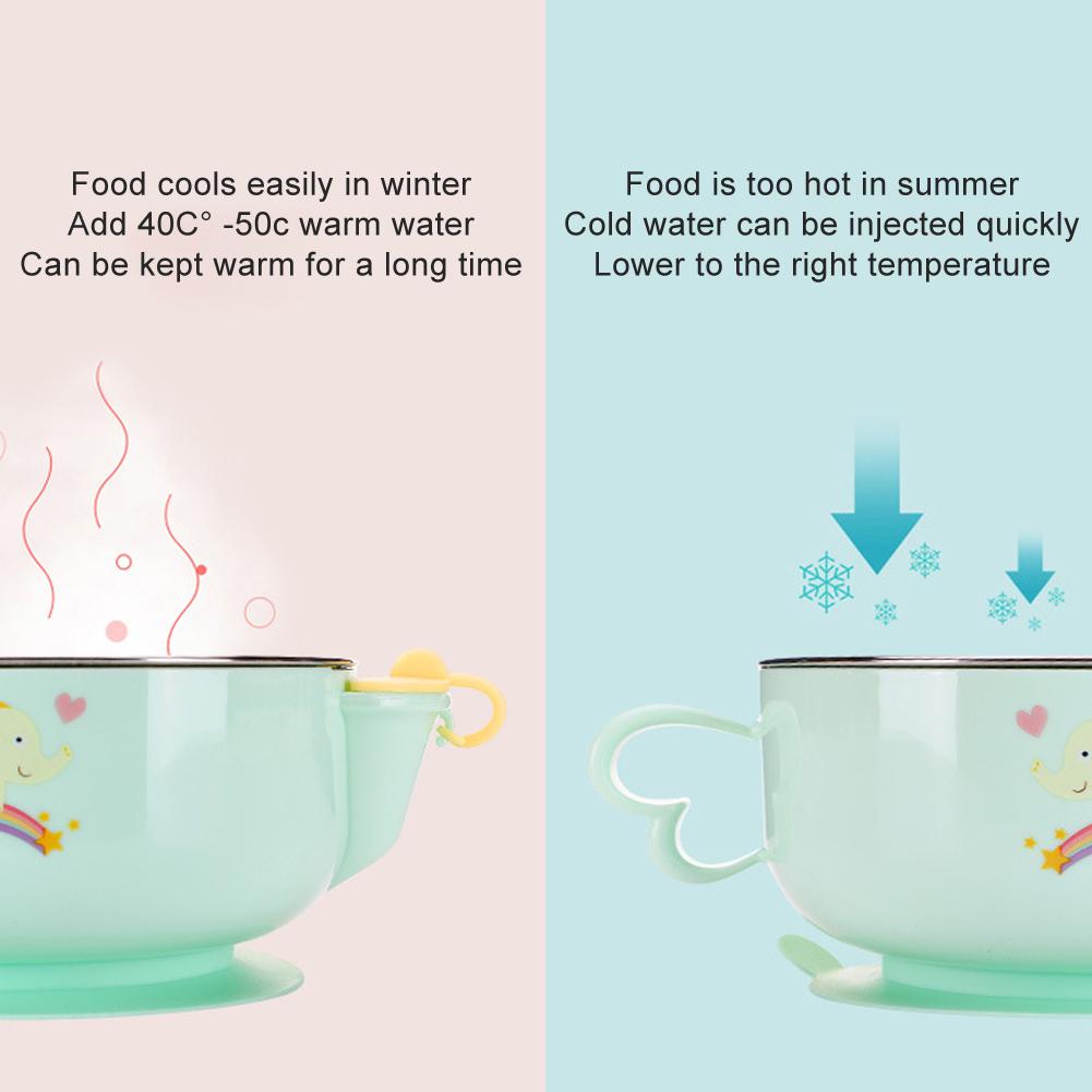 Children Feeding Tableware Water Injection Heat Preservation Bowl Sucker Bowl