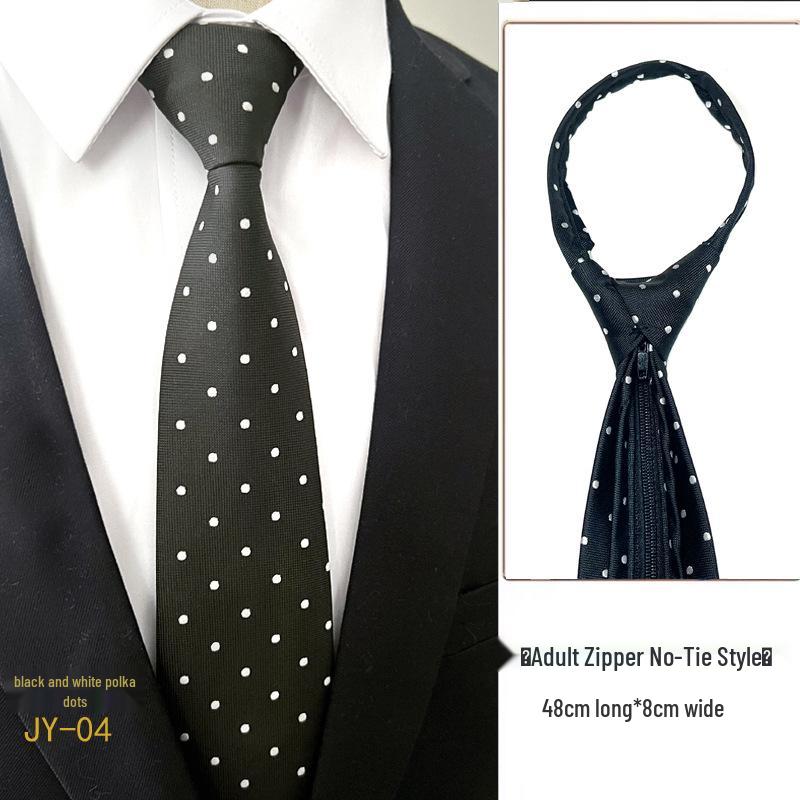 Men's 7cm Easy-Pull Zipper Tie, 1200-Needle Yarn-Dyed Polyester
