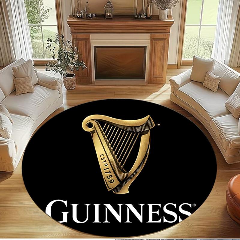 Guinness Draught Print Round Rug, Washable Floor Carpet, For Entryway Dorm Laundry Room Office Study, Home Decor Birthday Christmas Gift