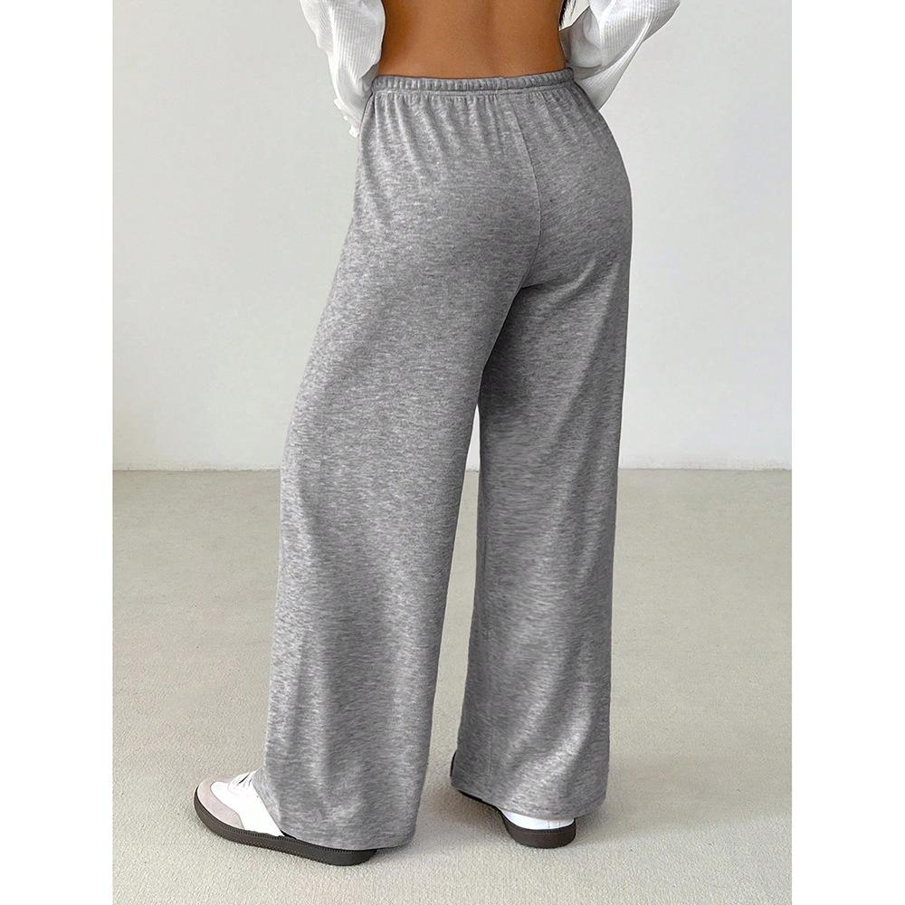 New simple casual pants women's front lace-up sweatpants loose wide-leg long pants
