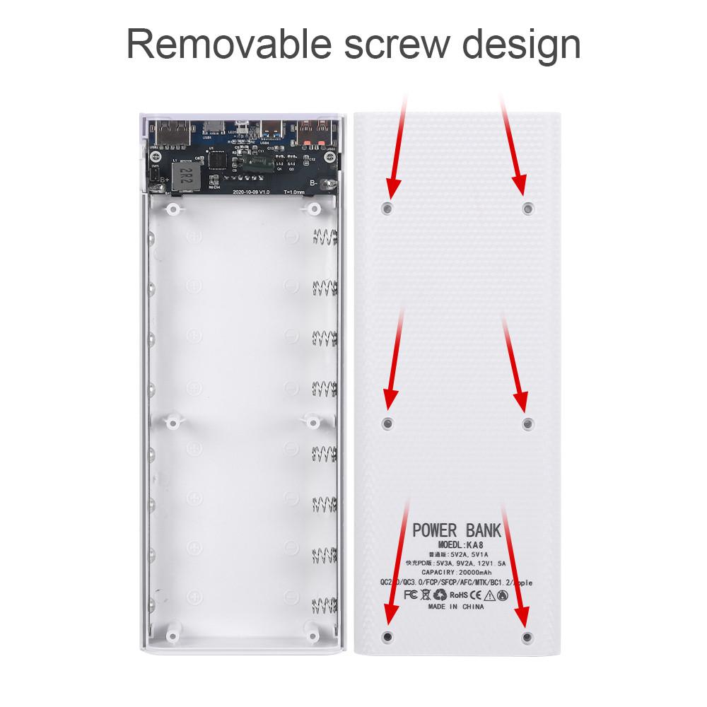25W 8*18650 Power Bank Cases Battery Holder Portable Dual USB Type C Charge Shell for iPhone Xiaomi Huawei 18650 Battery Cases