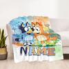 Bluey Soccer Adventure Customize Text Blanket Cozy Customizable Blanket Comfortable Great for Bedding Couch Sofa Office Chair Four Seasons Universal
