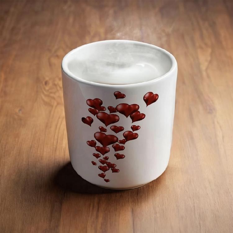 Heat Sensitive Color Changing Coffee Mug With Heart Shaped Handle Valentines Day Gift Kitchen Drinking Cup