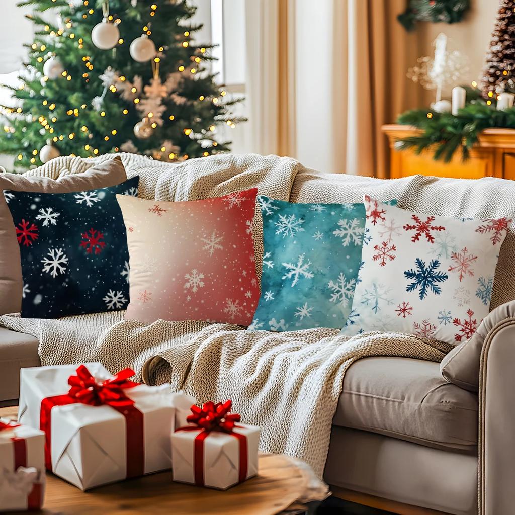 Christmas Snowflakes Cushions Pillowcase Polyester Cushion Cover Throw Pillow Pillowcover Home Car Sofa Decor