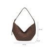 Women Faux Suede Crescent Shoulder Bag Trend Vintage Large Capacity Crossbody Bag Versatile Casual Daily Wear Minimalist Handbag