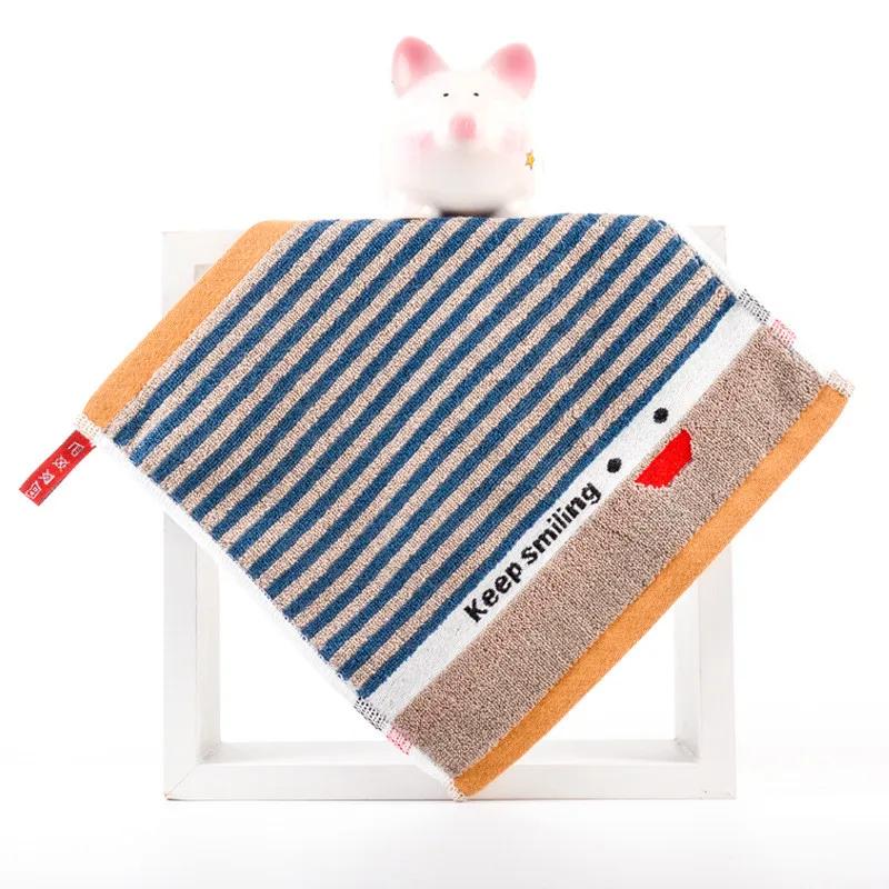 

1Pc 25x25cm Small Square Face Towel Cartoon Striped Cotton Children Bathroom Water Absorbent Soft Washcloth 25x25cm
