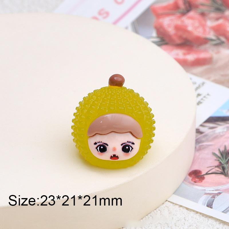 Lysende fruktdukke Minifigur Tilfeldig 1 stk Desktop Søt tegneserie Dekorativt ornament Resintilbehør
