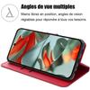 Coque + 2 Verres Trempés pour Google Pixel 9 Pro XL, Coque Portefeuille Antichoc Anti-Rayures Cuir PU Rouge