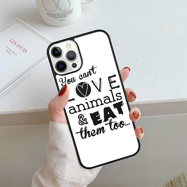 Vegan Love Animal Phone Case For iPhone 17 Air 13 12 14 15 16  Cover For Apple 14 15 16 Pro Max Plus Coque