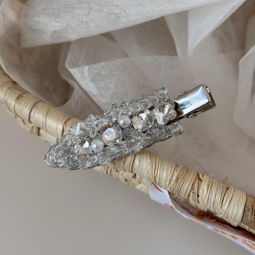 Forest Style Exquisite Crystal Duckbill Hair Clip – High-End Temperament Hairpin for Bangs and Flyaways