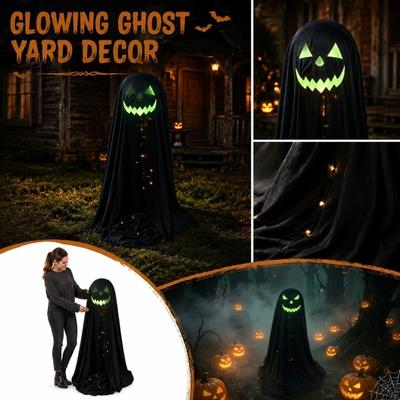 Adjustable Halloween Ghost Decoration with Luminous Face and Extendable Height for Indoor Outdoor Holiday Display 65 To 120cm Requires AA Batteries