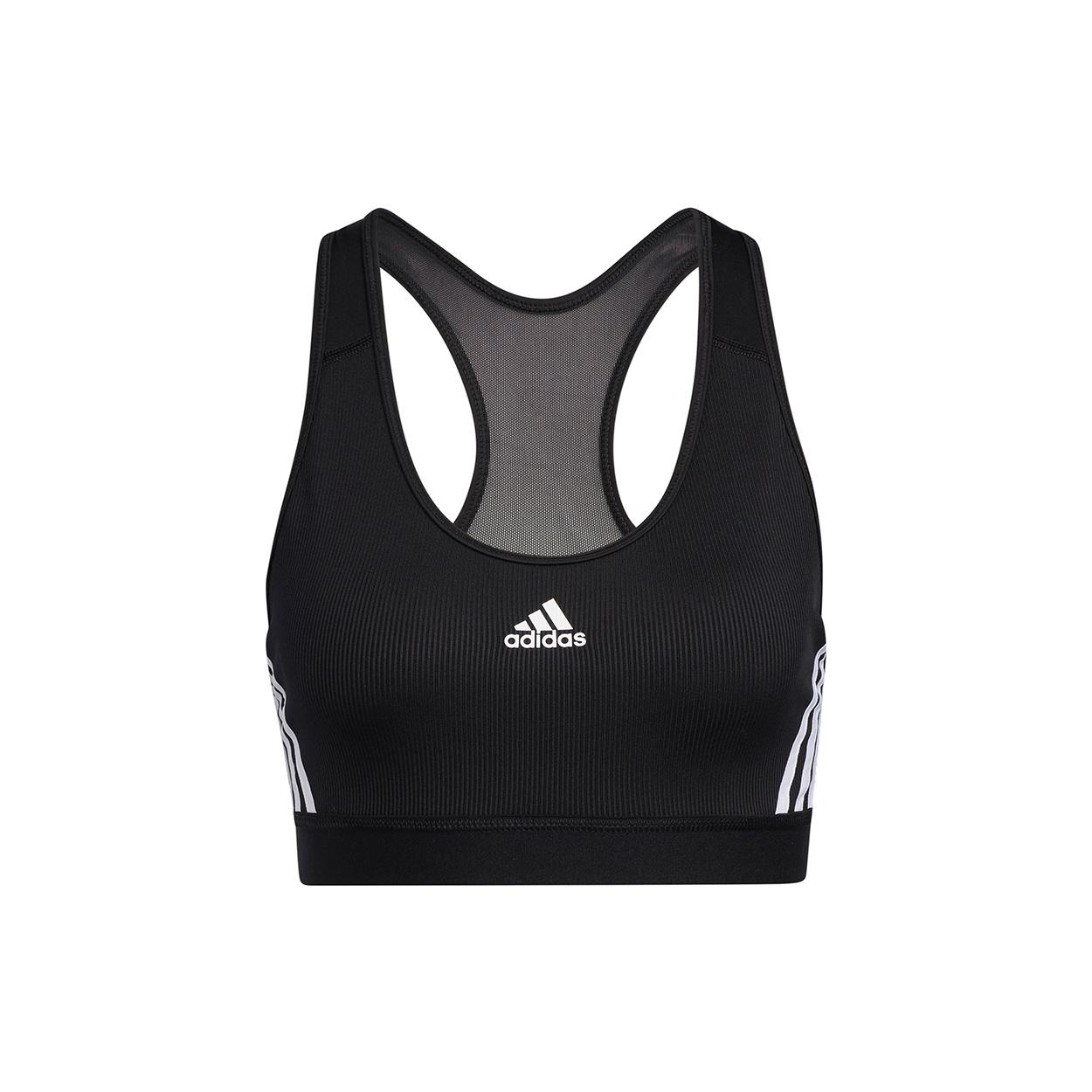 (WMNS) adidas Believe This 3-Stripes Medium Support Rib Bra Asia Sizing Black White Women s GL0570 S