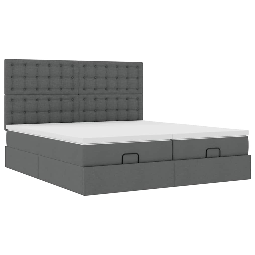 Enjoy a Restful Night S Sleep with This Ottoman Bed with Mattresses and LED Lighting In Dark Gray 180 X 200 Cm Fabric