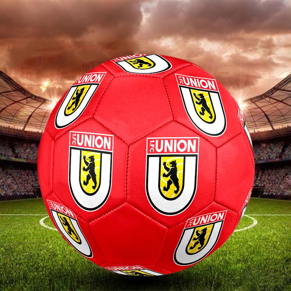 FC Union Berlin Size 5 Soccer Ball, Machine-Stitched PVC, Durable & High Bounce, All Ages Fit, fan merchandise, matches & outdoor use.