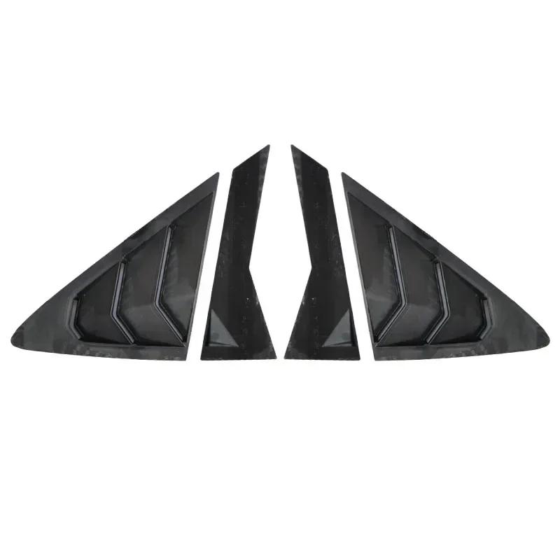 For Hyundai Verna 2010--2016 2Pcs Car Rear Window Side Vent Shutter Louver Cover Trim Black Carbon Fiber Exterior Accessories