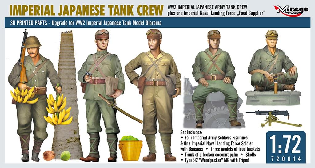 Mirage 1/72 Japanese Tank Crew (5-Piece Set) with Accessories, 3D Printer Kit MR720014