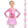 Girls' Color-blocked Romper Long-sleeved Tulle Dress Dance Costume