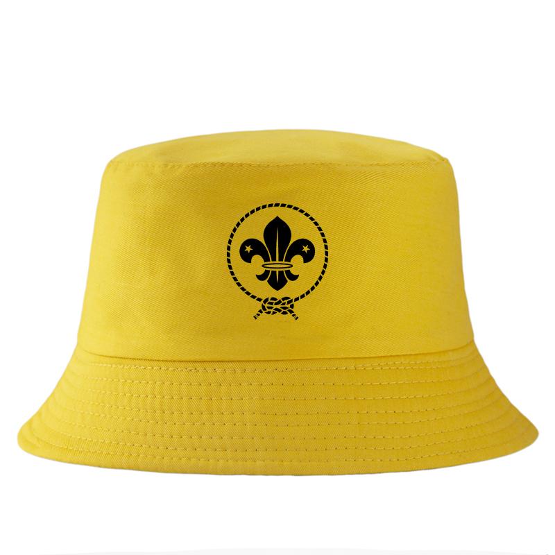 Vintage Fleur De Lis Graphic Bucket Hat World Scout Emblem Print Cotton FisherUnisex Cap Unisex Casual Summer Outdoor Sport Hat