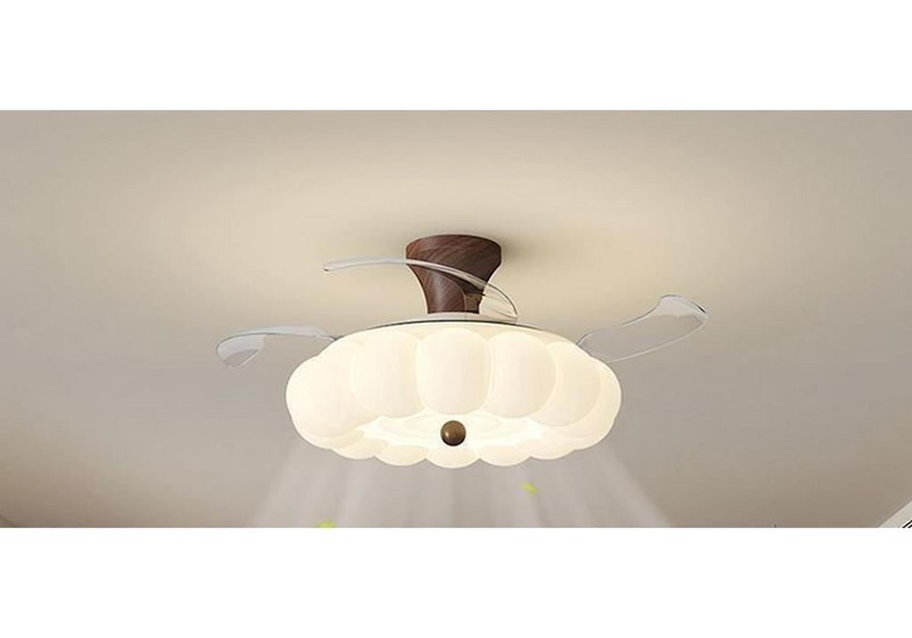 Antique-Style Cream Ceiling Fan with Invisible Light Fixture for Living Room, Bedroom, or Dining Room