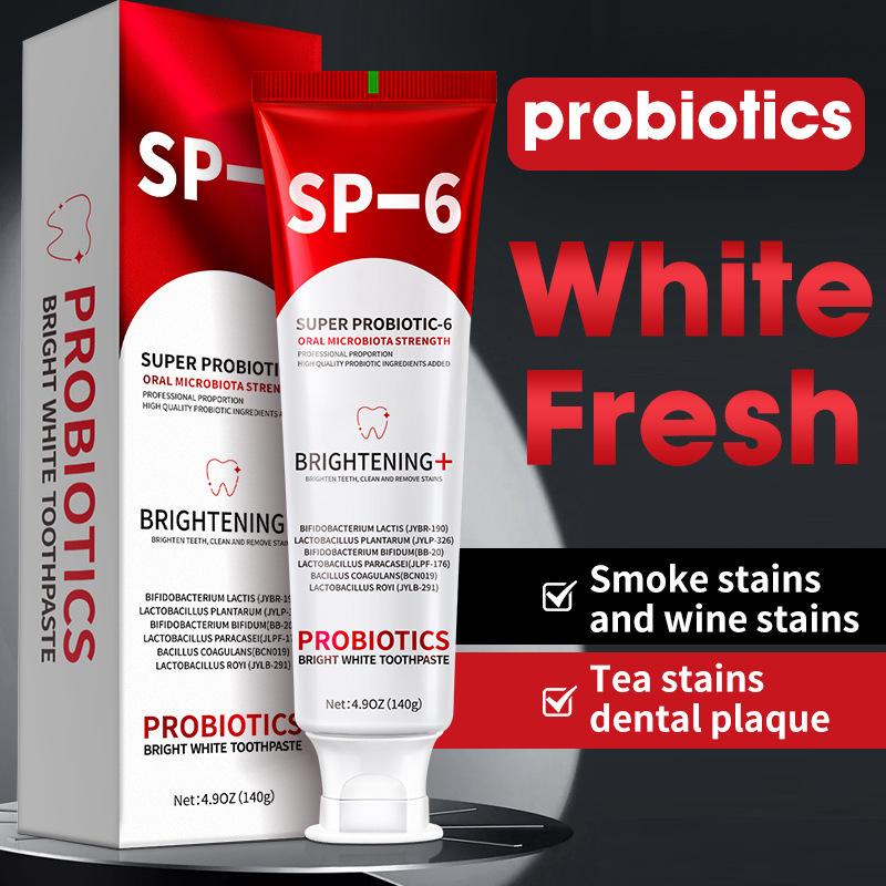 SP-6 Probiotic Whitening Toothpaste: Removes Stains, Freshens Breath, Reduces Bad Breath, and Brightens Yellow Teeth