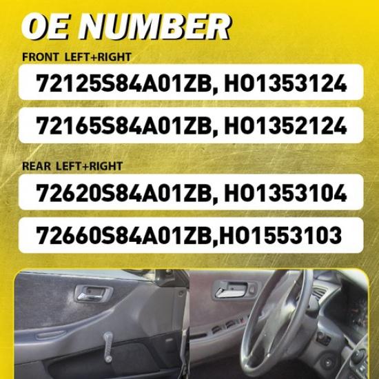 4Pcs Door Handle Set Front Rear Inner ide For 98-02 Honda Accord LH&RH Gray V