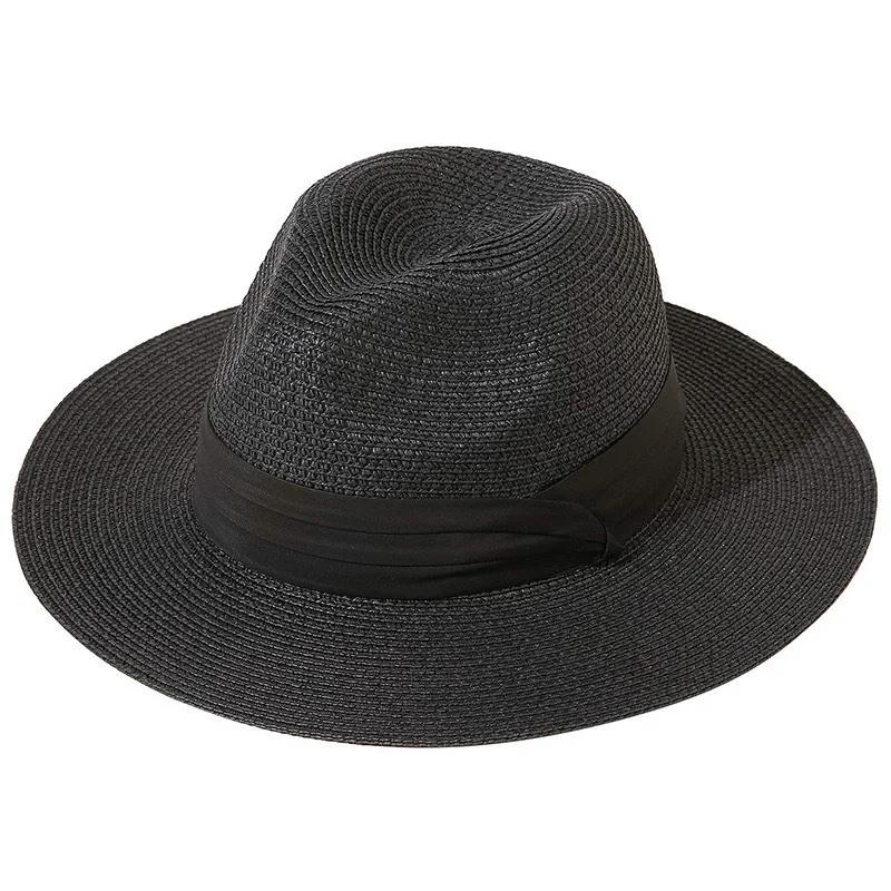 Summer Hat Women Wide Brim Straw Panama Foldable Hat Beach Sun Protection Hat
