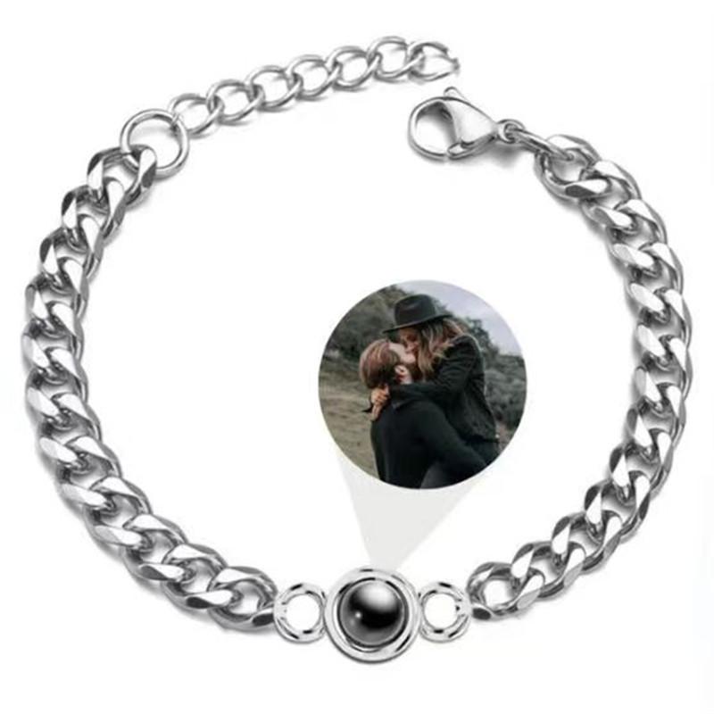 European & American Couple's Custom Projection Bracelet - Titanium Steel Jewelry Gift for Valentine's Day or Birthday