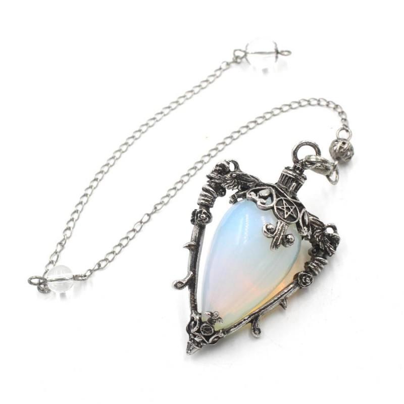 Crystal Pendulum Pendant Necklace Natural Stone Gemstone Charm Women Fashion OL Style Copper Plated Jewelry