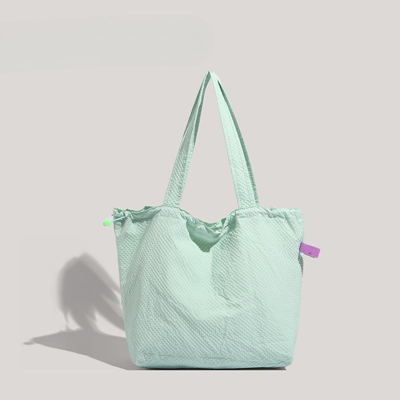 Literary and Simple Drawstring Letter Nylon Cloth Bag Summer Versatile Commuter Shoulder Bag