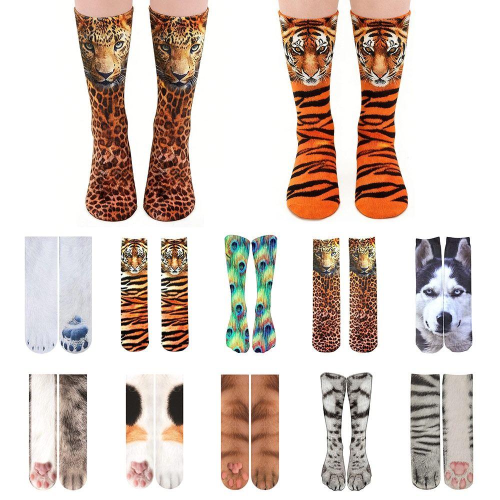 Cotton 3D Print Animal Paw Socks Thicken Dog Tiger Paw Socks Funny Novelty Stocking  Unisex
