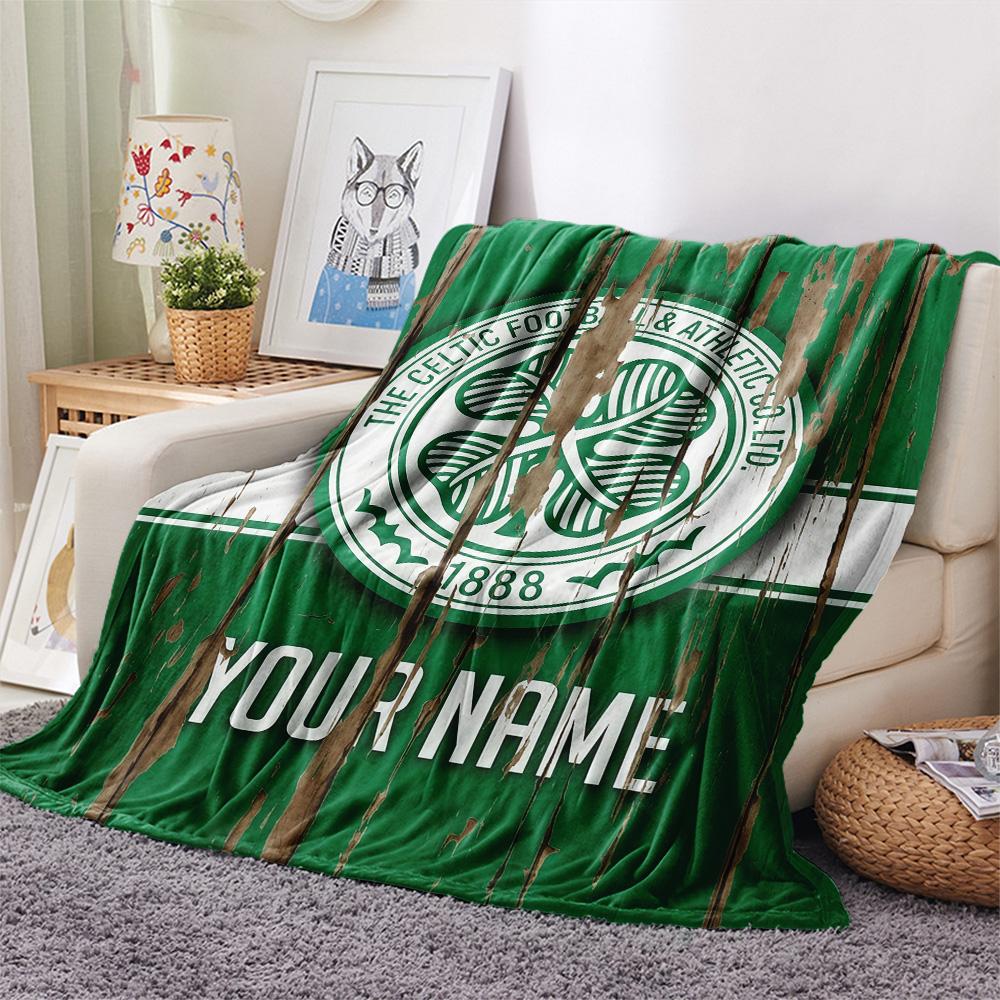 Custom Name The Celtic Football Club2 Flannel Blanket, High quality Comfortable for All Seasons, Home Decor, Warmth and Comfort