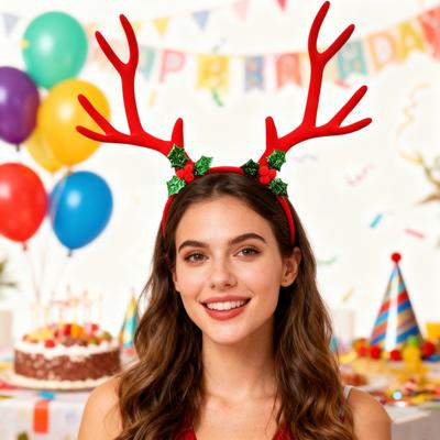 Christmas Antler Headband Festive Reindeer Horn Decor Hair Accessory Xmas Hairpin Festival Celebration Hair Hoop