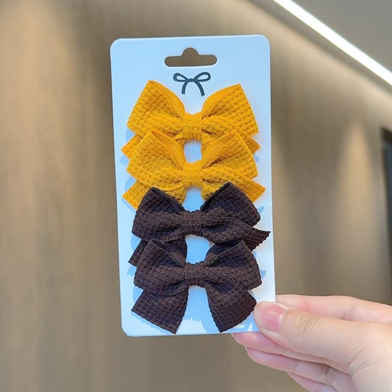 4/6/10Pcs Soft Cotton Bow Hairpin Girl Sweet Design Hairpin Color Block Delicate Hairgripe Barrettes Kawaii Child Accessories