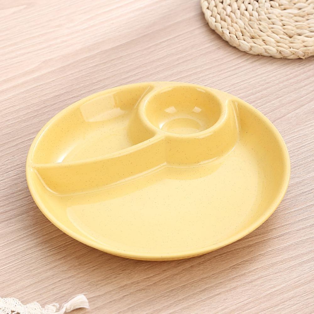 2pcs Household Round Food Plate Microwavable Thickened Divided Dinner Plate Plastic Fruit Serving Tray Salad
