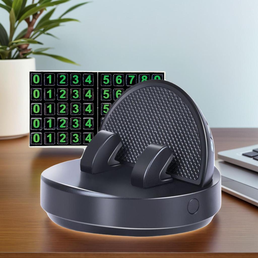 9x6.5cm Car Phone Stand Rotatable Dashboard Auto Mobile Phone Stand Smartphone Automotive Organizer with Parking Number Plate