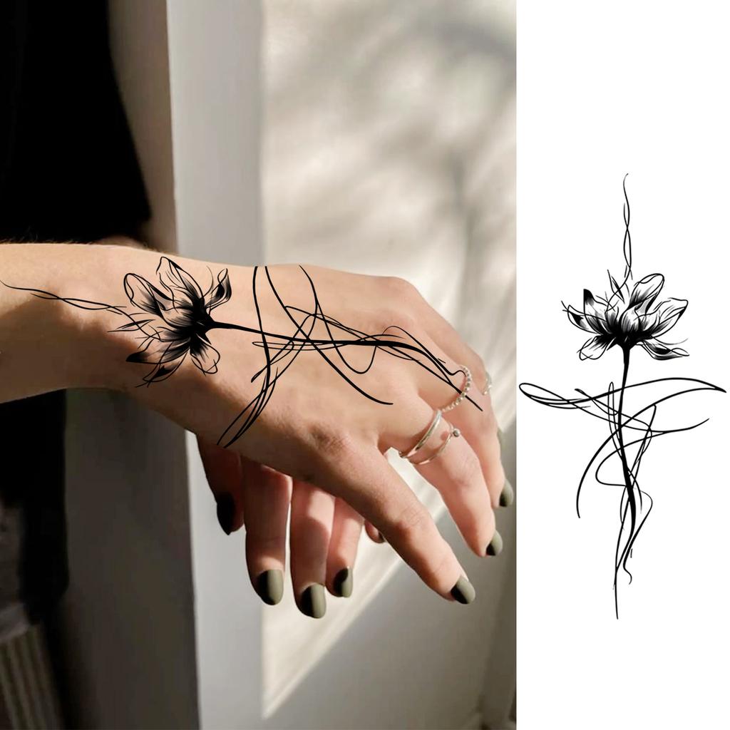 1 Blatt Totenkopf Schmetterling Rose Temporäre Tattoos Für Frauen Männer Hände Fuß Nacken,Temp Fake Tattoo Aufkleber Langanhaltend Wasserdicht
